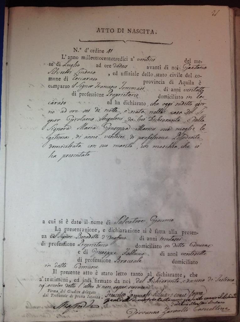 Salvatore Tommasi's birth certificate (2).JPG